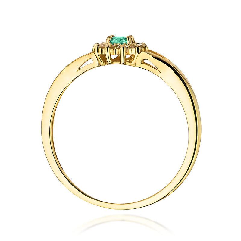 Inel Aur 9K cu Smarald 0.15 ct si Diamante Naturale 0.09 ct, imaginea 3 din 8