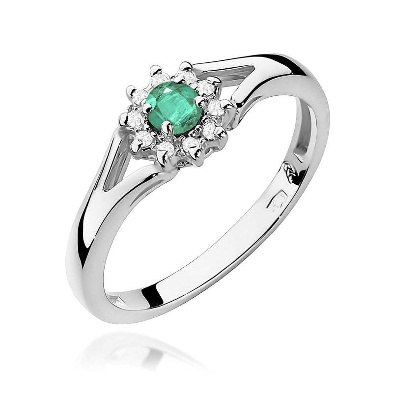 Inel Aur 9K cu Smarald 0.15 ct si Diamante Naturale 0.09 ct, imaginea 5 din 8
