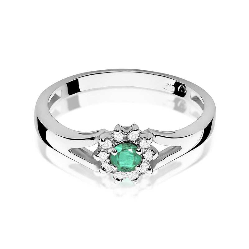 Inel Aur 9K cu Smarald 0.15 ct si Diamante Naturale 0.09 ct, imaginea 6 din 8