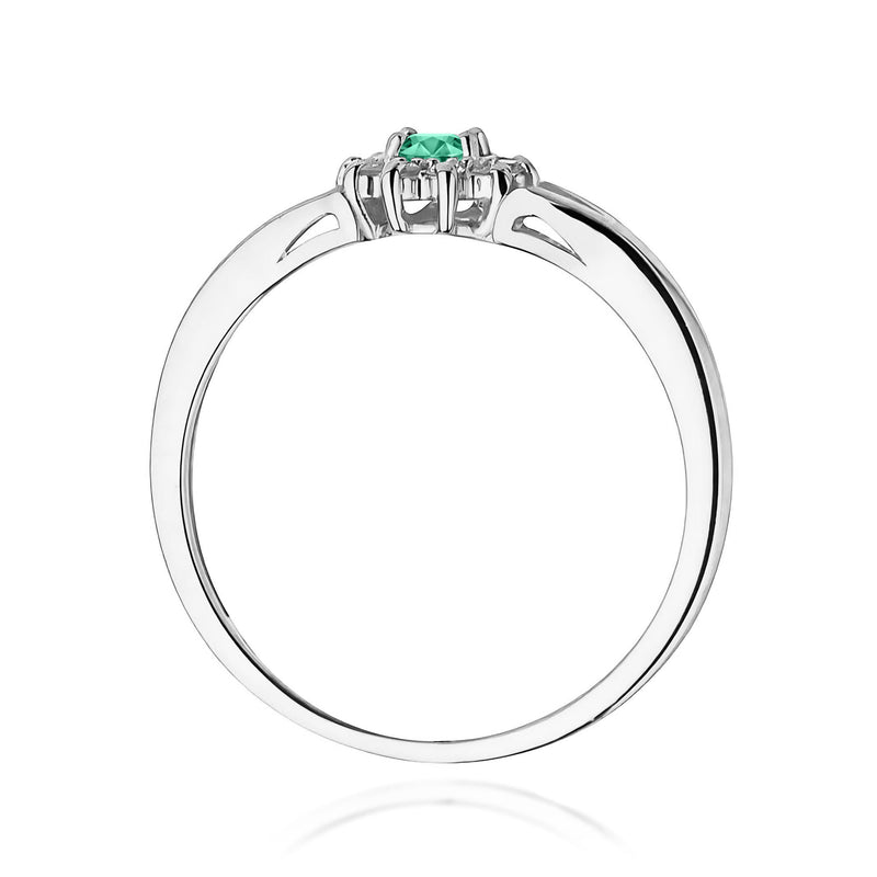 Inel Aur 9K cu Smarald 0.15 ct si Diamante Naturale 0.09 ct, imaginea 7 din 8