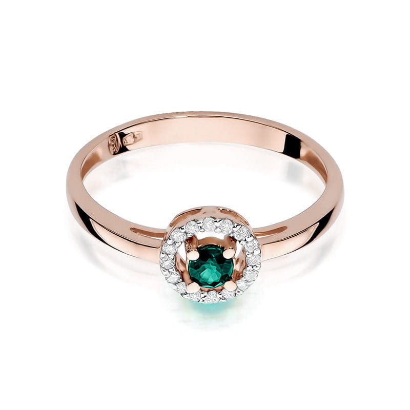 Inel Aur 9K cu Smarald 0.15 ct si Diamante Naturale 0.08 ct, imaginea 6 din 11
