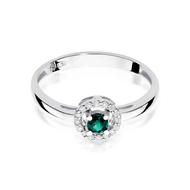 Inel Aur 9K cu Smarald 0.15 ct si Diamante Naturale 0.08 ct, imaginea 10 din 11
