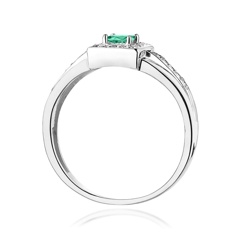 Inel Aur 9K cu Smarald 0.15 ct si Diamante Naturale 0.14 ct, imaginea 11 din 12