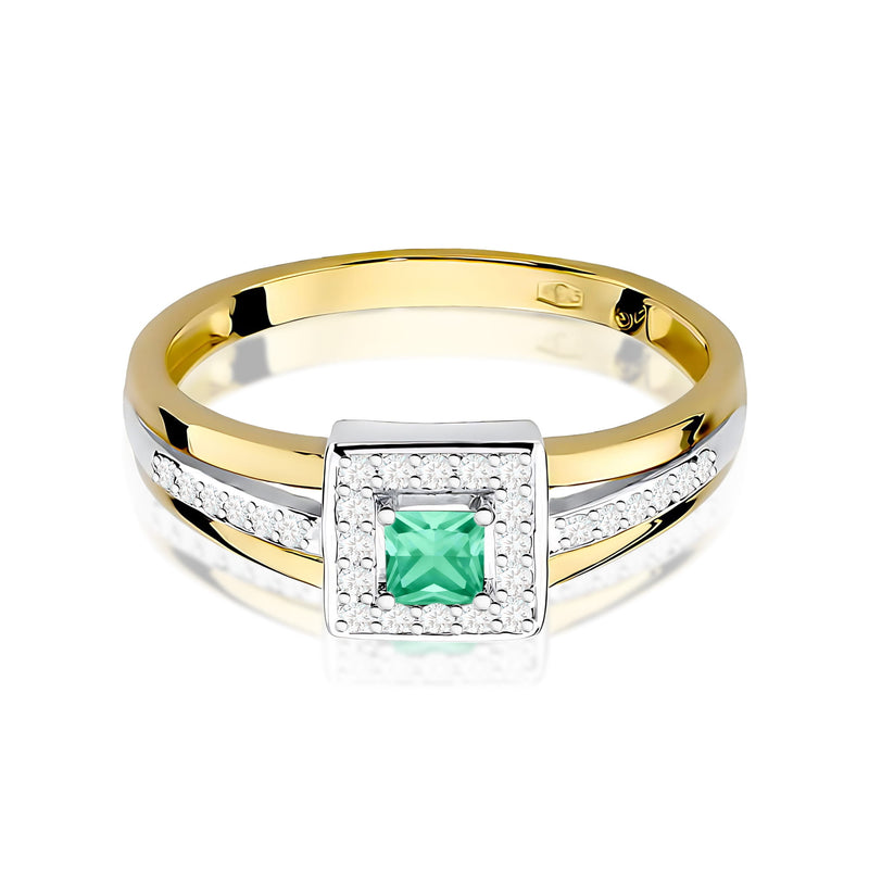 Inel Aur 9K cu Smarald 0.15 ct si Diamante Naturale 0.14 ct, imaginea 2 din 12