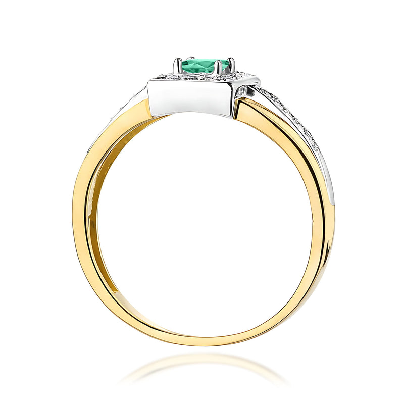 Inel Aur 9K cu Smarald 0.15 ct si Diamante Naturale 0.14 ct, imaginea 3 din 12