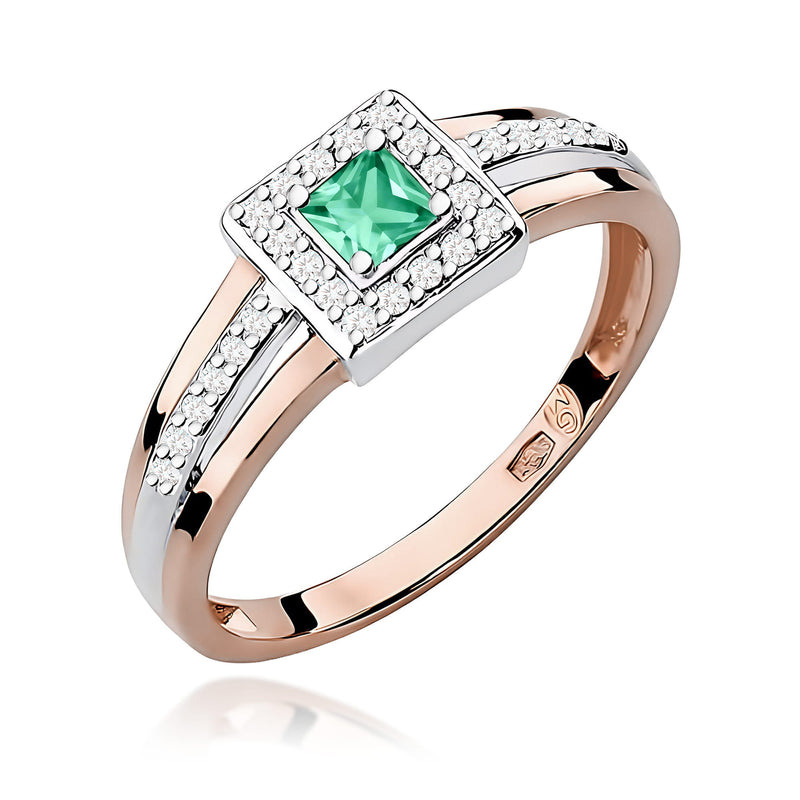 Inel Aur 9K cu Smarald 0.15 ct si Diamante Naturale 0.14 ct, imaginea 5 din 12