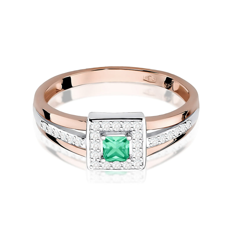 Inel Aur 9K cu Smarald 0.15 ct si Diamante Naturale 0.14 ct, imaginea 6 din 12