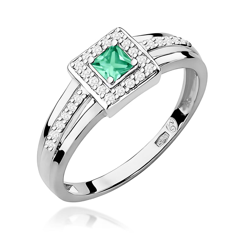 Inel Aur 9K cu Smarald 0.15 ct si Diamante Naturale 0.14 ct, imaginea 9 din 12