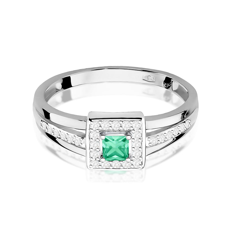 Inel Aur 9K cu Smarald 0.15 ct si Diamante Naturale 0.14 ct, imaginea 10 din 12