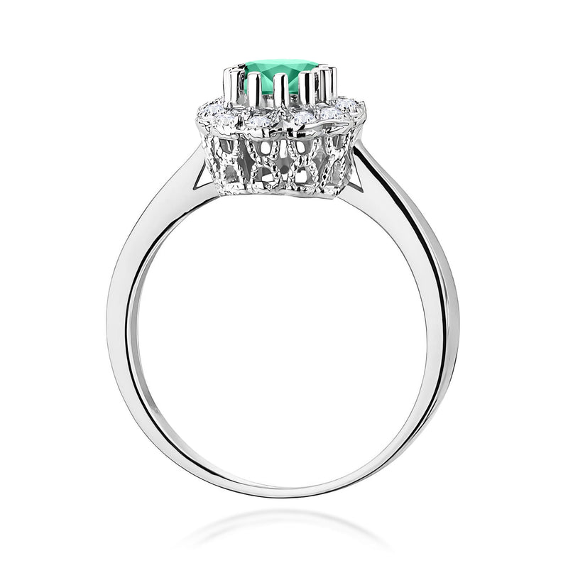 Inel Aur 9K cu Smarald 0.50 ct si Diamante Naturale 0.17 ct, imaginea 6 din 8