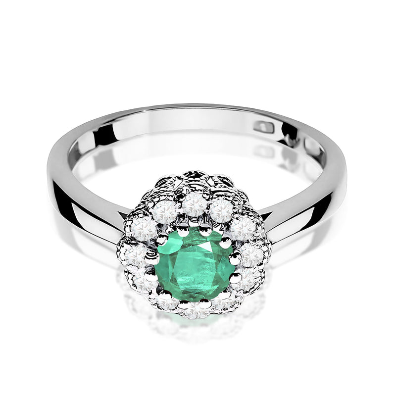 Inel Aur 9K cu Smarald 0.50 ct si Diamante Naturale 0.17 ct, imaginea 7 din 8