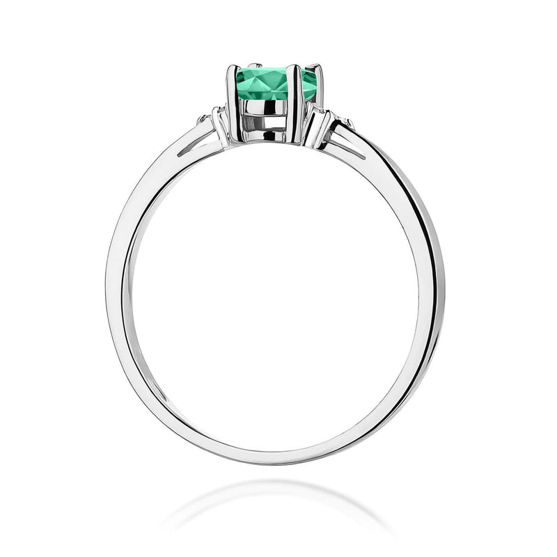 Inel Aur 9K cu Smarald 0.40 ct si Diamante Naturale 0.05 ct, imaginea 7 din 8