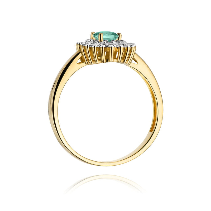 Inel Aur 9K cu Smarald 0.40 ct si Diamante Naturale 0.20 ct, imaginea 3 din 7