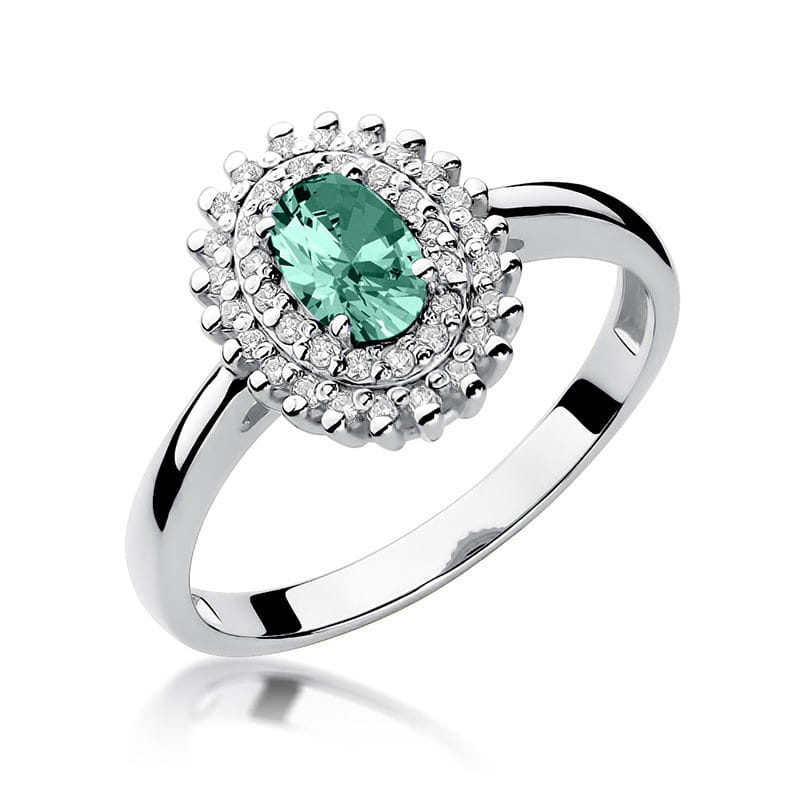 Inel Aur 9K cu Smarald 0.40 ct si Diamante Naturale 0.20 ct, imaginea 5 din 7
