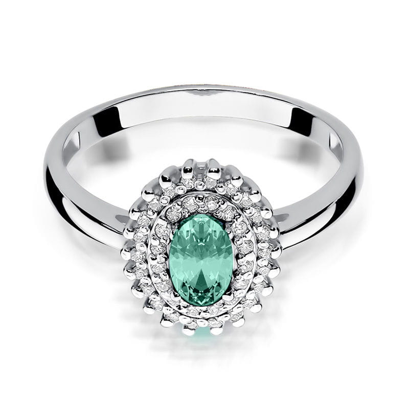 Inel Aur 9K cu Smarald 0.40 ct si Diamante Naturale 0.20 ct, imaginea 6 din 7