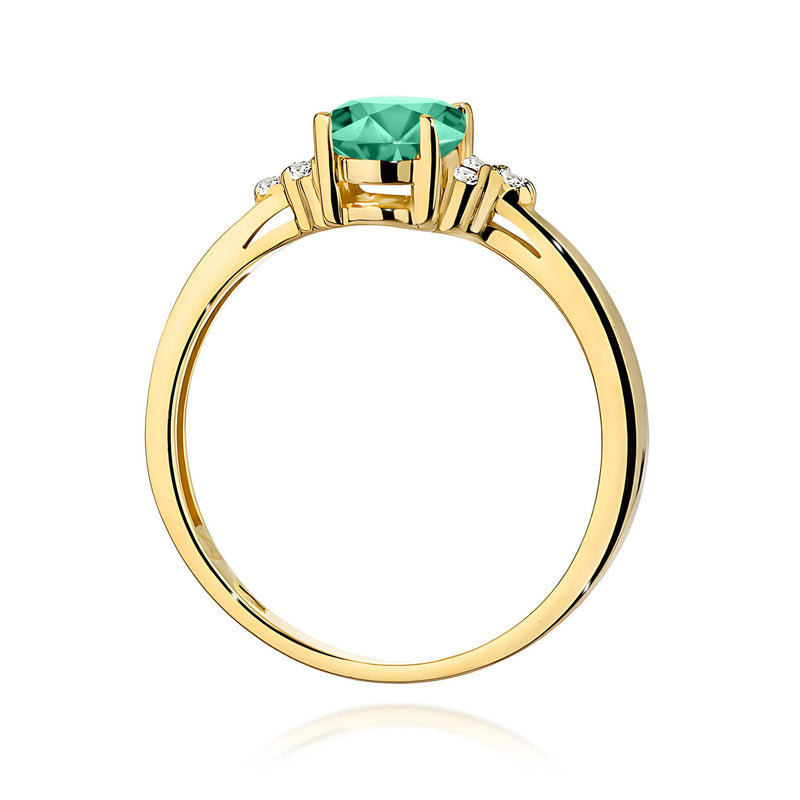 Inel Aur 9K cu Smarald 0.80 ct si Diamante Naturale 0.05 ct, imaginea 3 din 8