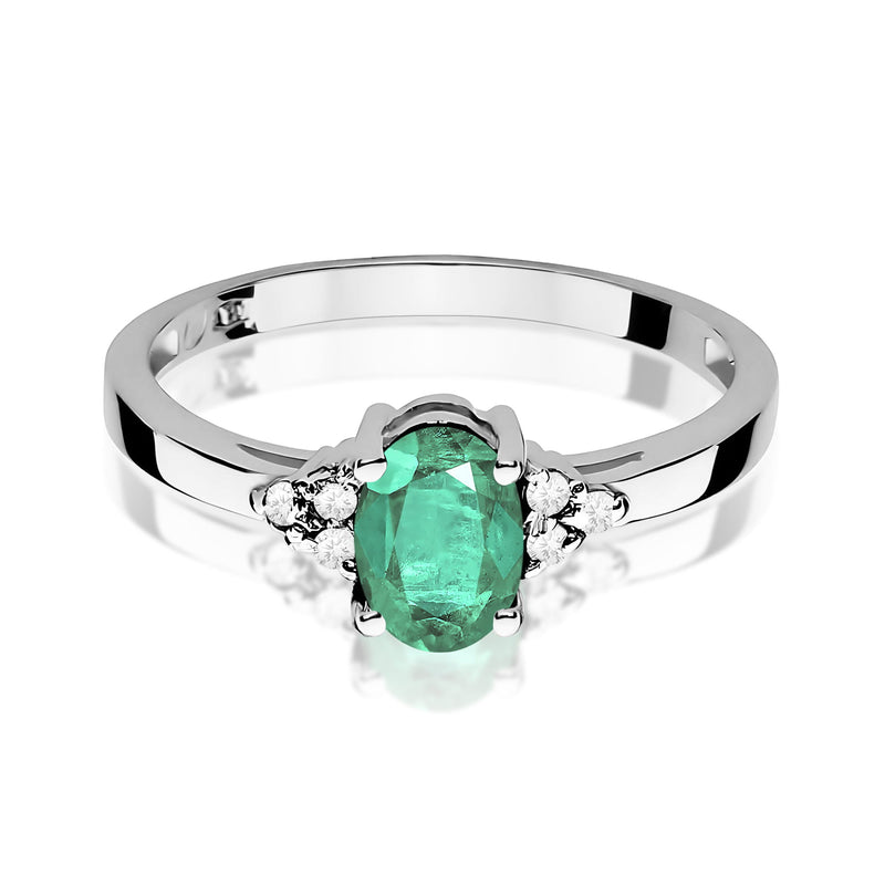 Inel Aur 9K cu Smarald 0.80 ct si Diamante Naturale 0.05 ct, imaginea 6 din 8