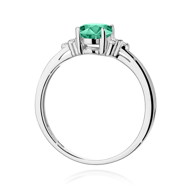 Inel Aur 9K cu Smarald 0.80 ct si Diamante Naturale 0.05 ct, imaginea 7 din 8
