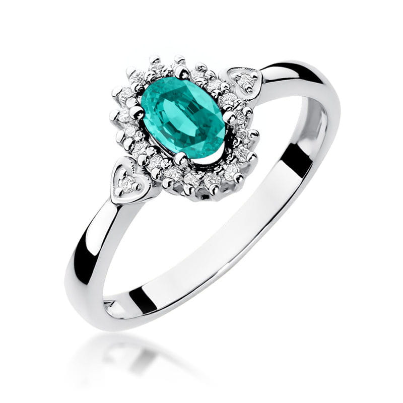 Inel Aur 9K cu Smarald 0.40 ct si Diamante Naturale 0.10 ct, imaginea 5 din 7
