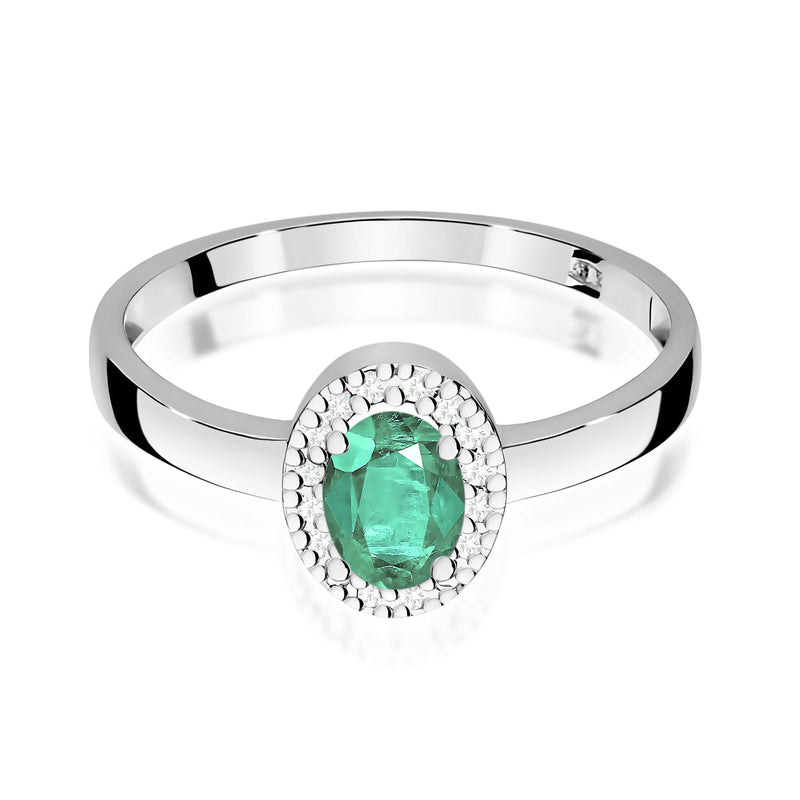 Inel Aur 9K cu Smarald 0.40 ct si Diamante Naturale 0.08 ct, imaginea 6 din 8