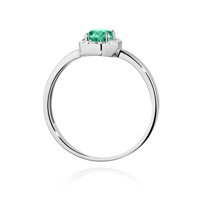 Inel Aur 9K cu Smarald 0.40 ct si Diamante Naturale 0.08 ct, imaginea 7 din 8