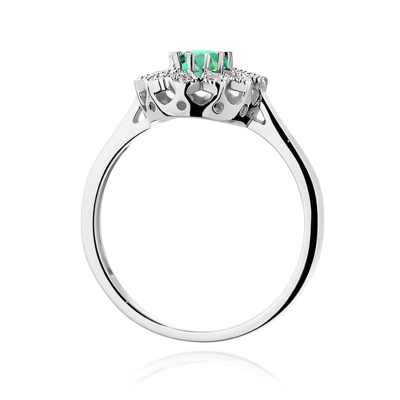 Inel Aur 9K cu Smarald 0.40 ct si Diamante Naturale 0.10 ct, imaginea 7 din 8