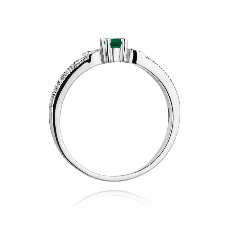 Inel Aur 9K cu Smarald 0.15 ct si Diamante Naturale 0.03 ct, imaginea 7 din 7