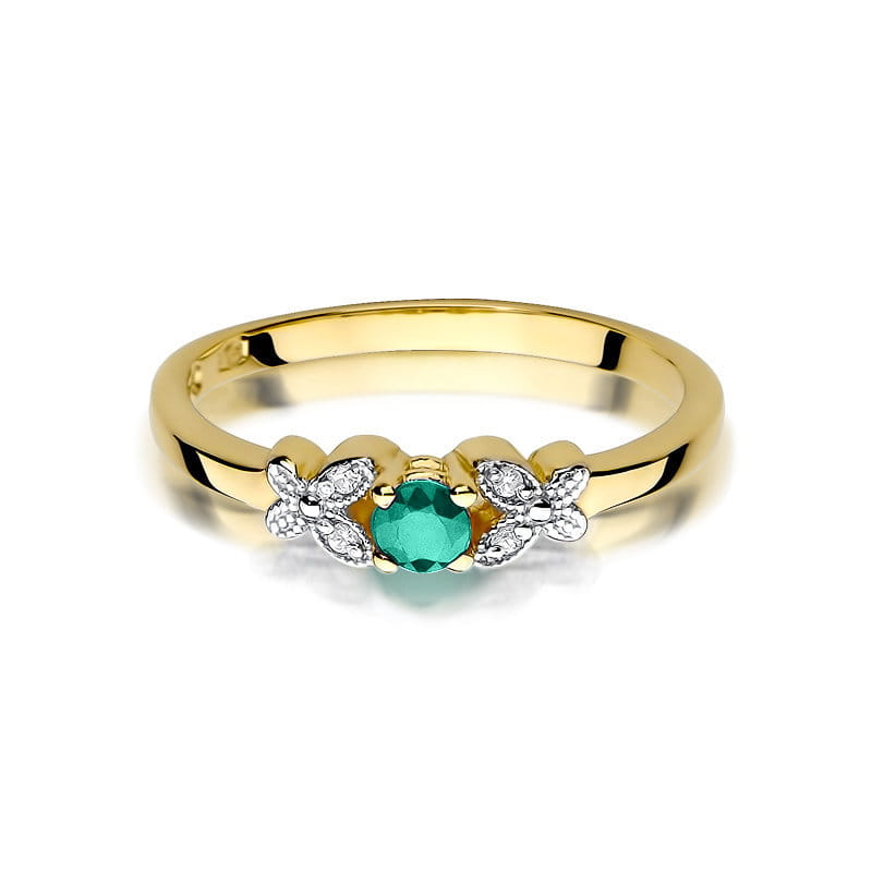 Inel Aur 9K cu Smarald 0.15 ct si Diamante Naturale 0.02 ct, imaginea 2 din 8