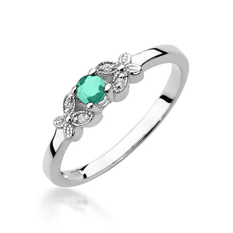 Inel Aur 9K cu Smarald 0.15 ct si Diamante Naturale 0.02 ct, imaginea 5 din 8