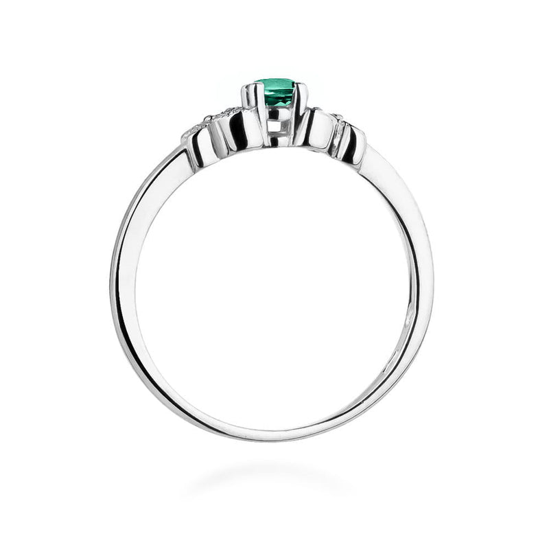 Inel Aur 9K cu Smarald 0.15 ct si Diamante Naturale 0.02 ct, imaginea 7 din 8