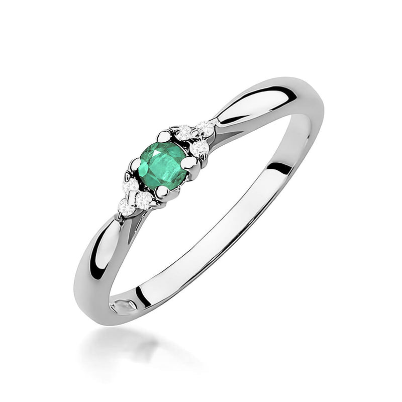 Inel Aur 9K cu Smarald 0.15 ct si Diamante Naturale 0.03 ct, imaginea 5 din 8