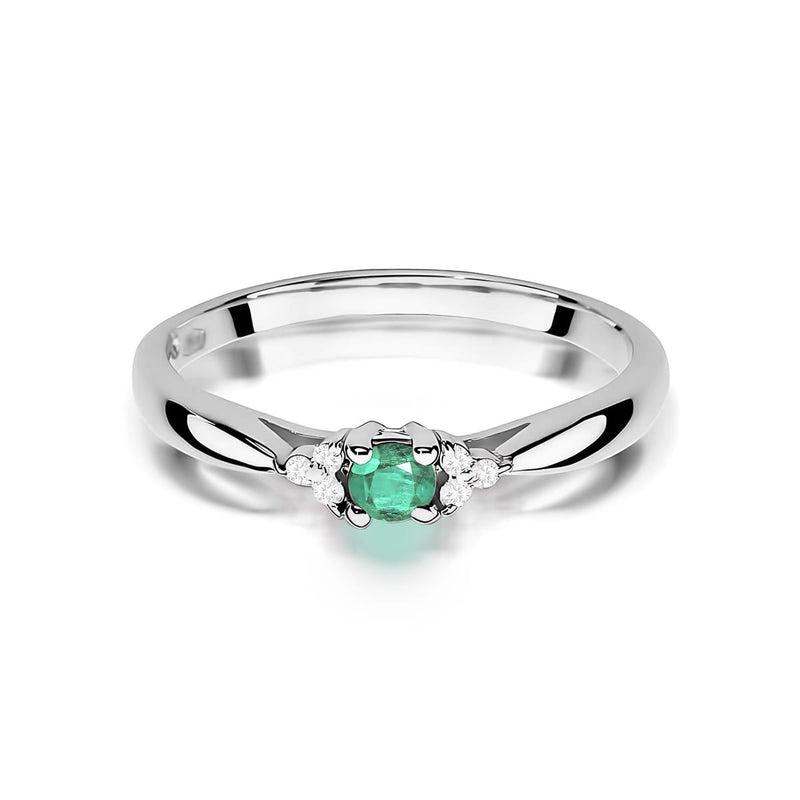 Inel Aur 9K cu Smarald 0.15 ct si Diamante Naturale 0.03 ct, imaginea 6 din 8