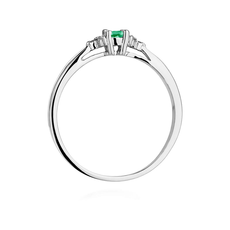 Inel Aur 9K cu Smarald 0.15 ct si Diamante Naturale 0.03 ct, imaginea 7 din 8