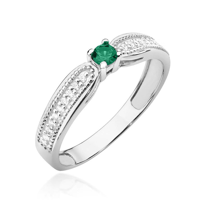 Inel Aur 9K cu Smarald 0.15 ct si Diamante Naturale 0.09 ct, imaginea 5 din 8