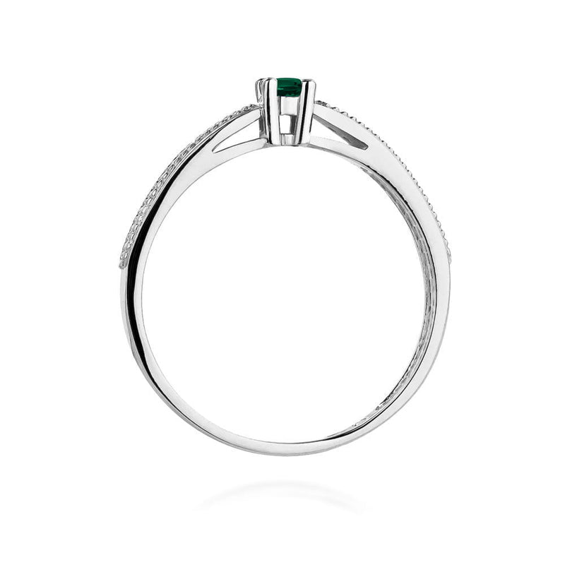 Inel Aur 9K cu Smarald 0.15 ct si Diamante Naturale 0.09 ct, imaginea 7 din 8