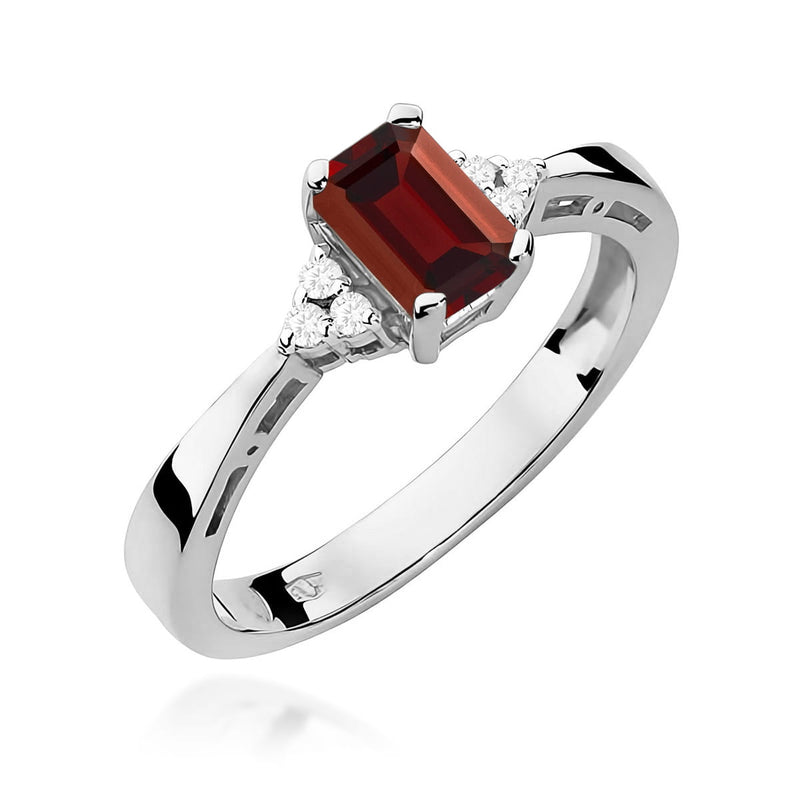 Inel Aur 9K cu Granat 0.70 ct si Diamante Naturale 0.03 ct, imaginea 5 din 8