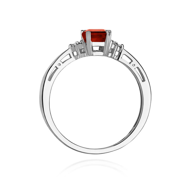 Inel Aur 9K cu Granat 0.70 ct si Diamante Naturale 0.03 ct, imaginea 7 din 8
