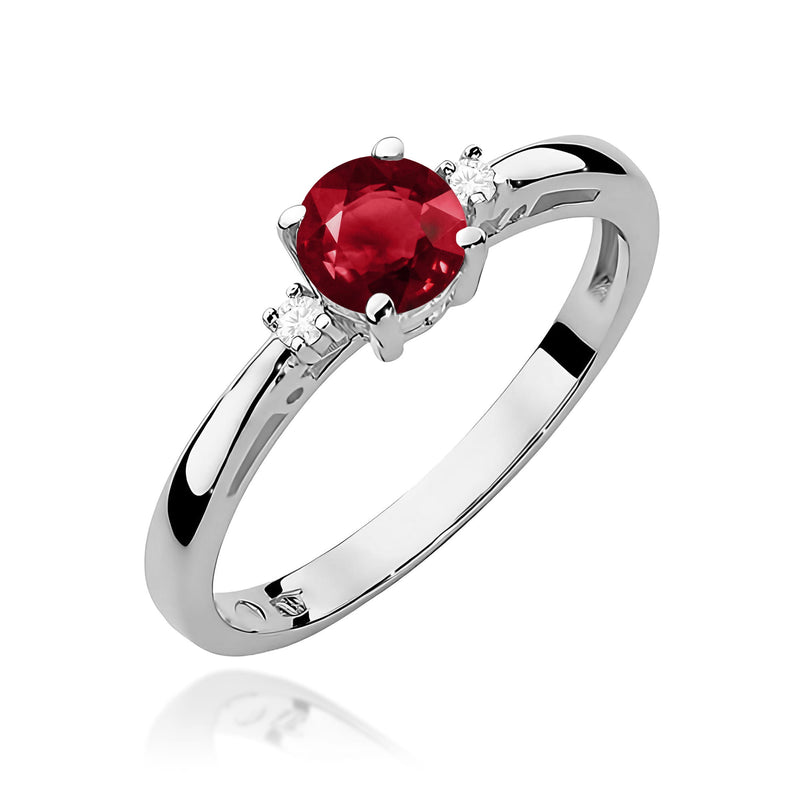 Inel Aur 9K cu Granat 0.60 ct si Diamante Naturale 0.03 ct, imaginea 5 din 8