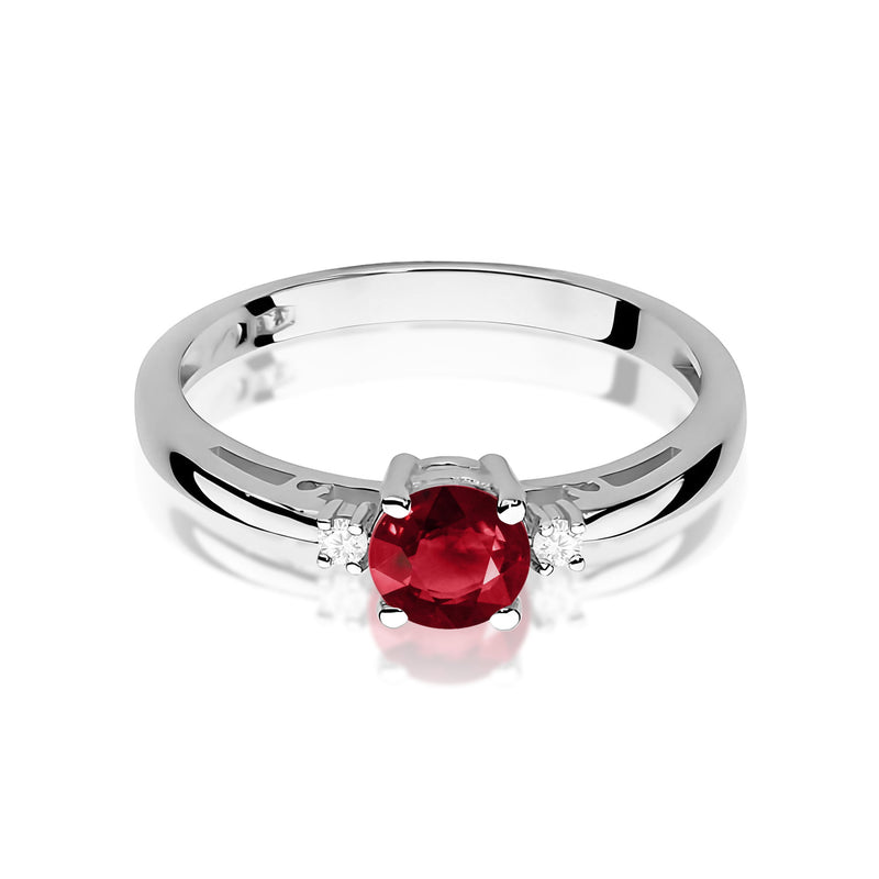 Inel Aur 9K cu Granat 0.60 ct si Diamante Naturale 0.03 ct, imaginea 6 din 8