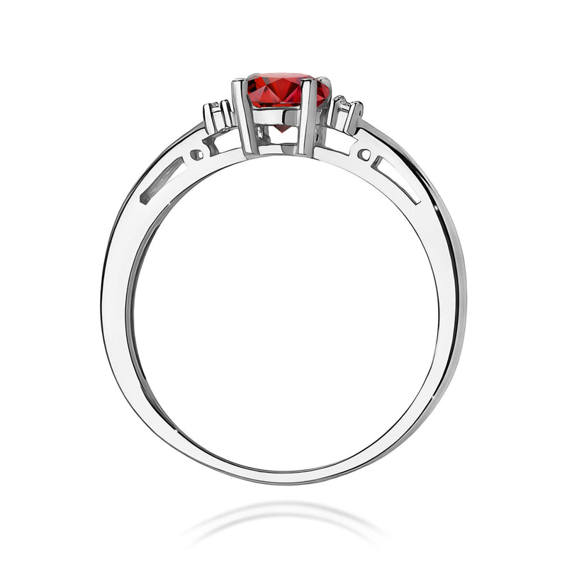 Inel Aur 9K cu Granat 0.60 ct si Diamante Naturale 0.03 ct, imaginea 7 din 8