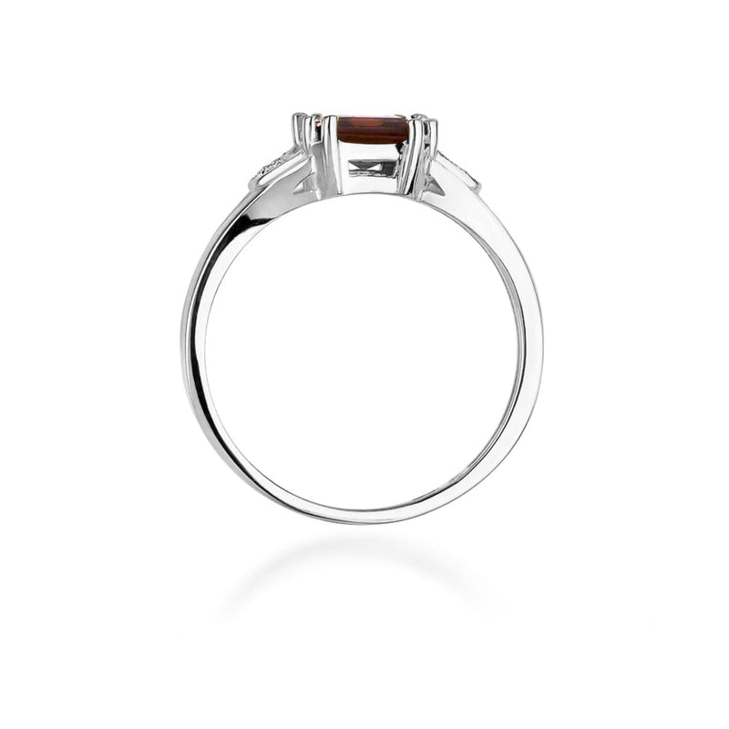Inel Aur 9K cu Granat 1.30 ct si Diamante Naturale 0.06 ct, imaginea 7 din 8