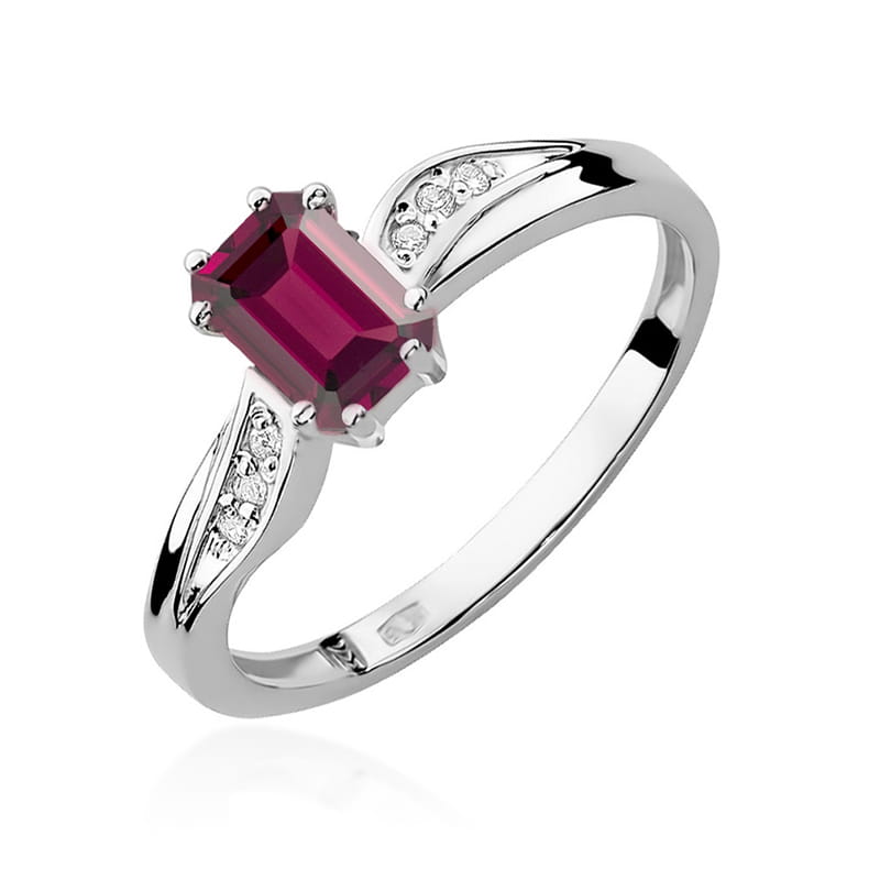 Inel Aur 9K cu Granat 0.70 ct si Diamante Naturale 0.03 ct, imaginea 5 din 8