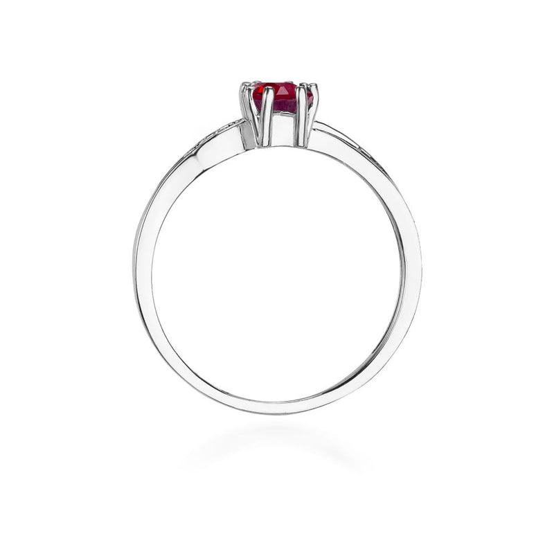 Inel Aur 9K cu Granat 0.70 ct si Diamante Naturale 0.03 ct, imaginea 7 din 8