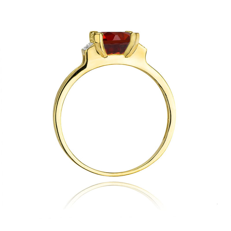Inel Aur 9K cu Granat 1.30 ct si Diamante Naturale 0.03 ct, imaginea 3 din 8
