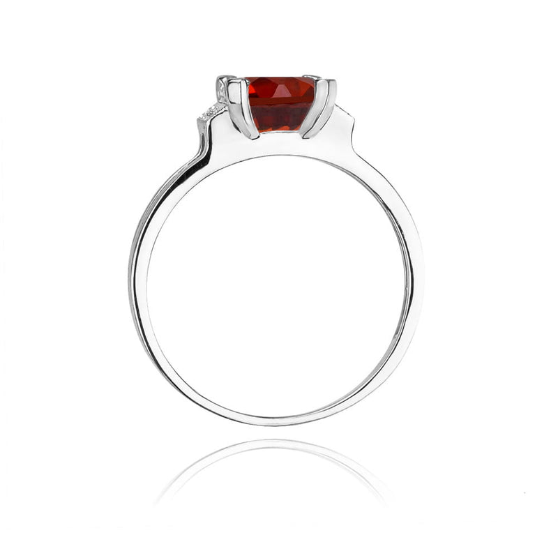 Inel Aur 9K cu Granat 1.30 ct si Diamante Naturale 0.03 ct, imaginea 7 din 8