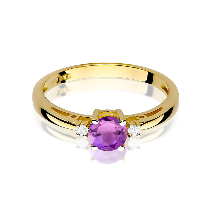 Inel Aur 9K cu Ametist 0.50 ct si Diamante Naturale 0.03 ct, imaginea 2 din 8