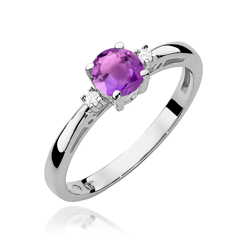 Inel Aur 9K cu Ametist 0.50 ct si Diamante Naturale 0.03 ct, imaginea 5 din 8