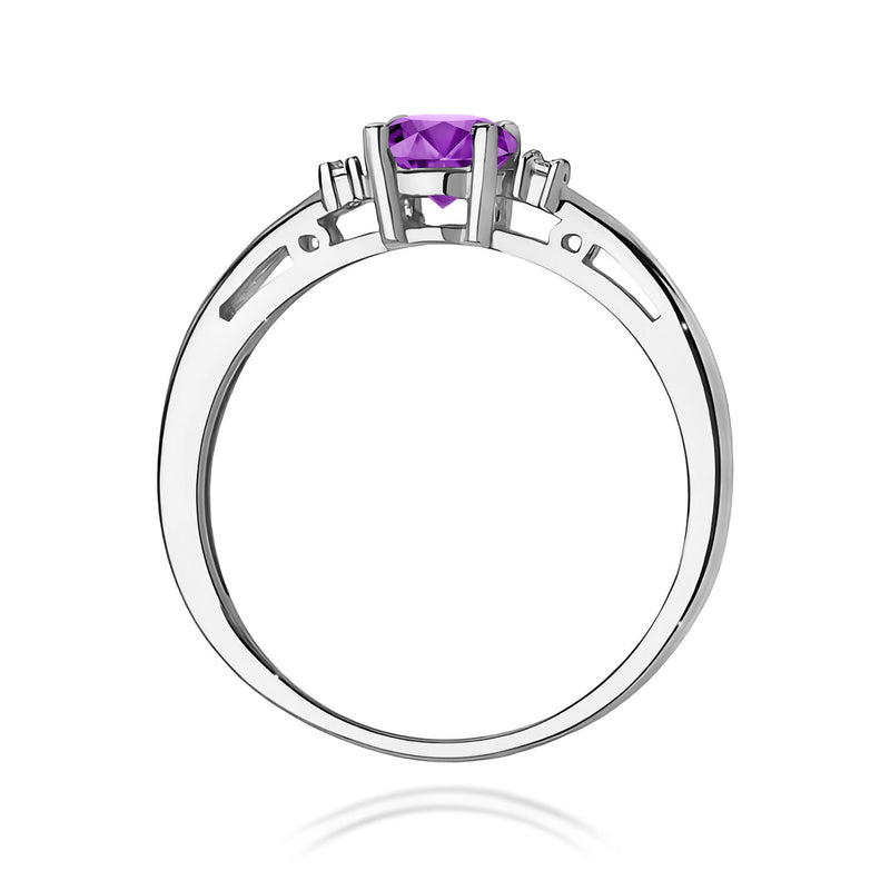 Inel Aur 9K cu Ametist 0.50 ct si Diamante Naturale 0.03 ct, imaginea 7 din 8