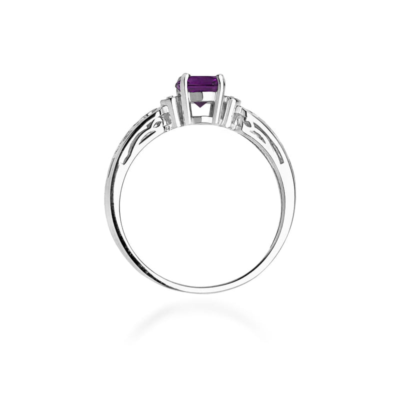 Inel Aur 9K cu Ametist 0.50 ct si Diamante Naturale 0.02 ct, imaginea 7 din 8