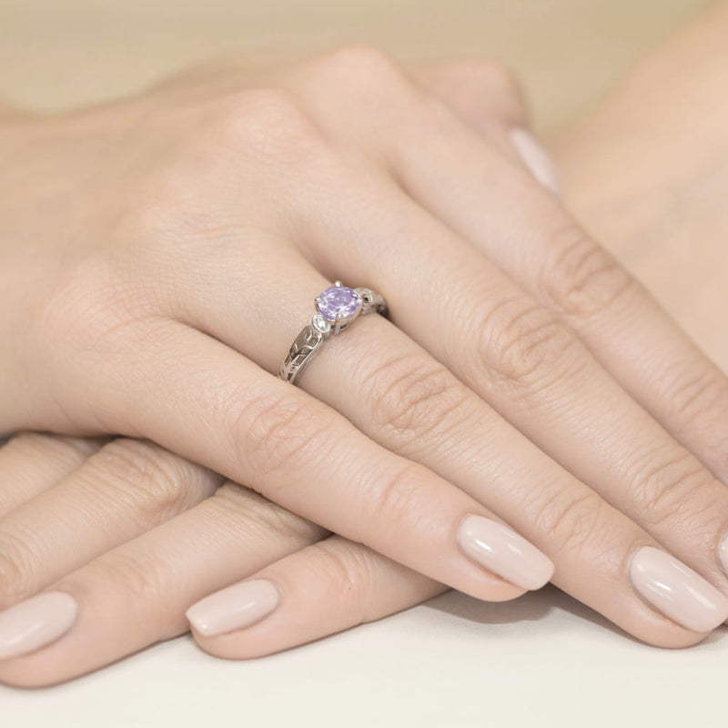 Inel Aur 9K cu Ametist 0.50 ct si Diamante Naturale 0.02 ct, imaginea 8 din 8